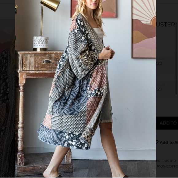 New Oli & Hali Washed Mixed Print Patchwork Duster Black - Picture 4 of 5